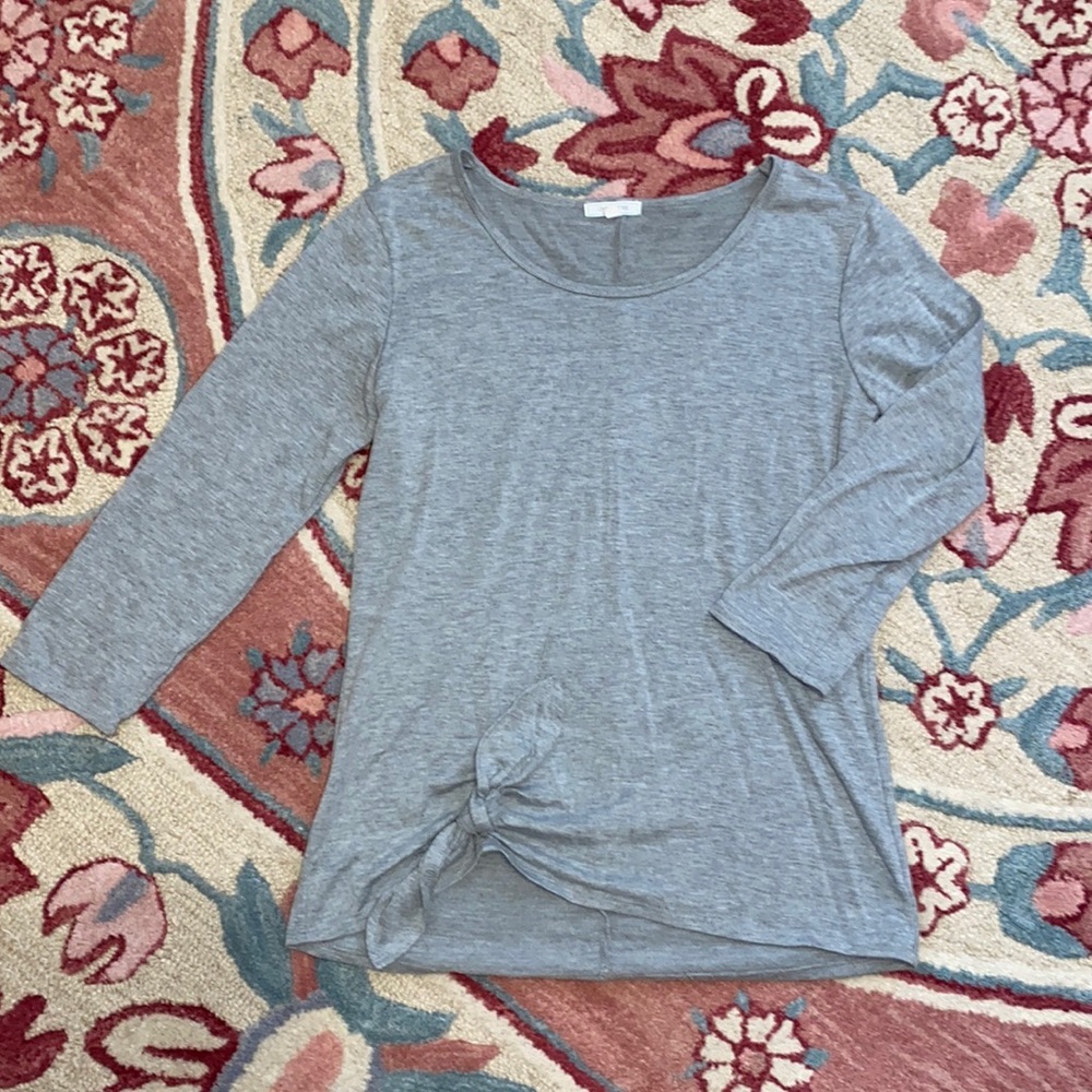 Ava James Faux Tied Knot 3/4 Sleeve Length Shirt Blouse size small